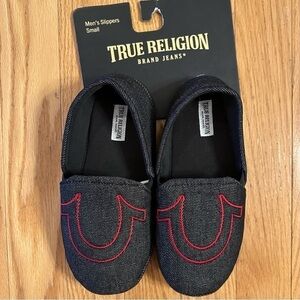 True Religion Black Denim Slippers Men’s Small (7-8) NEW